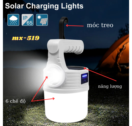 Đèn Tích Điện MX-519 Năng Lượng 6 Chế Độ