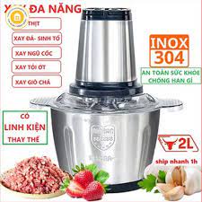 Máy xay thịt đa năng cối Inox 304 dung tích 2L 4 lưỡi dao bằng thép