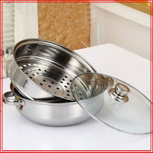 Bộ Nồi Hấp 2 Tầng inox Nắp Mặt Kính