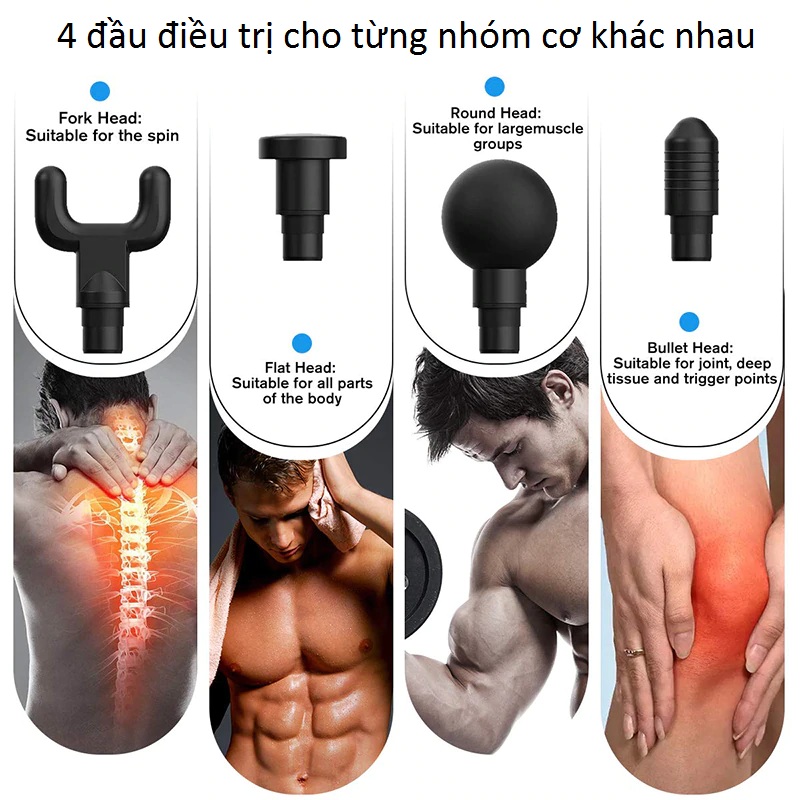 Máy Massage Gun OSK-802 ( 4 Đầu, 6 Chế Độ )