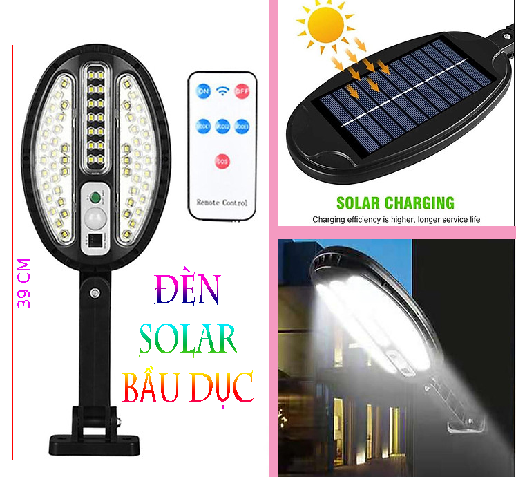 Đèn Pha Năng Lượng Mặt Trời ( Bầu Dục ) remos điều khiển