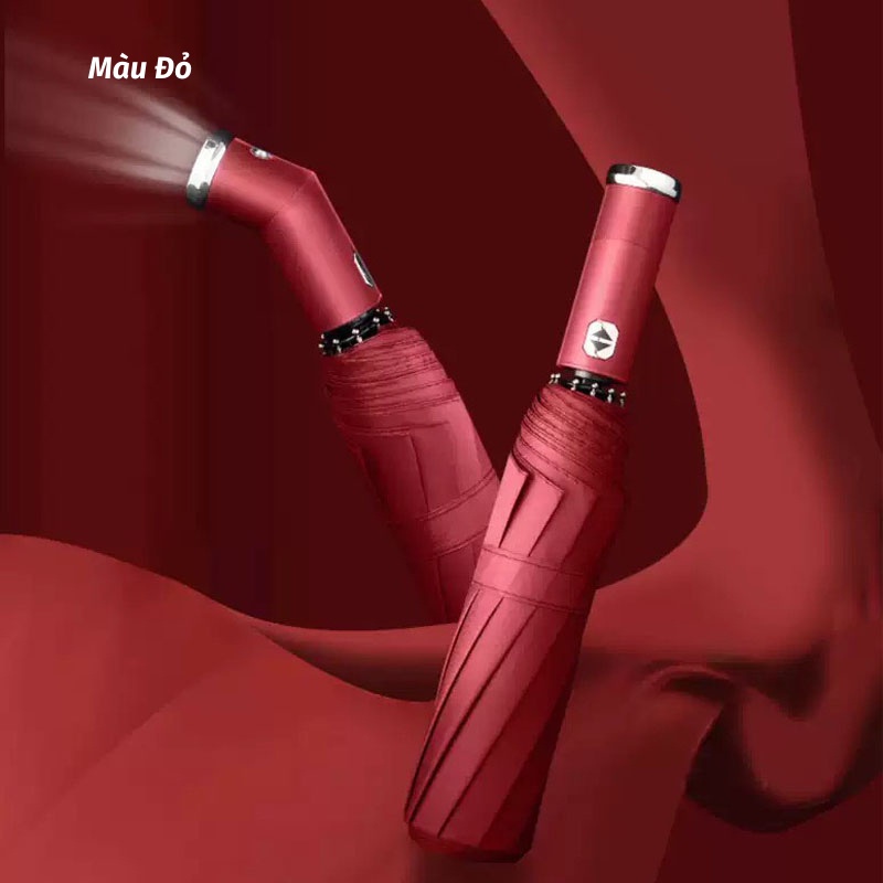 Dù Đi Mưa 2 Chiều Tự Động Xếp Gọn Có Đèn Pin