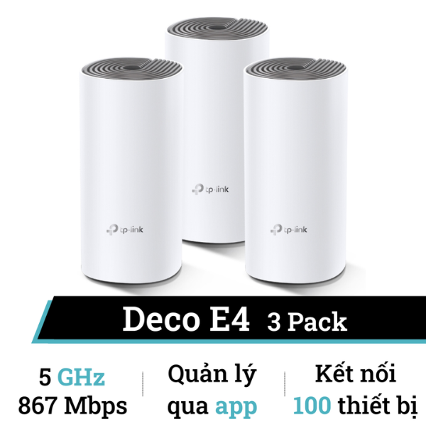 DECO E4 V2 (3 pack). Hệ thống Wi-Fi Mesh TPlink AC1200