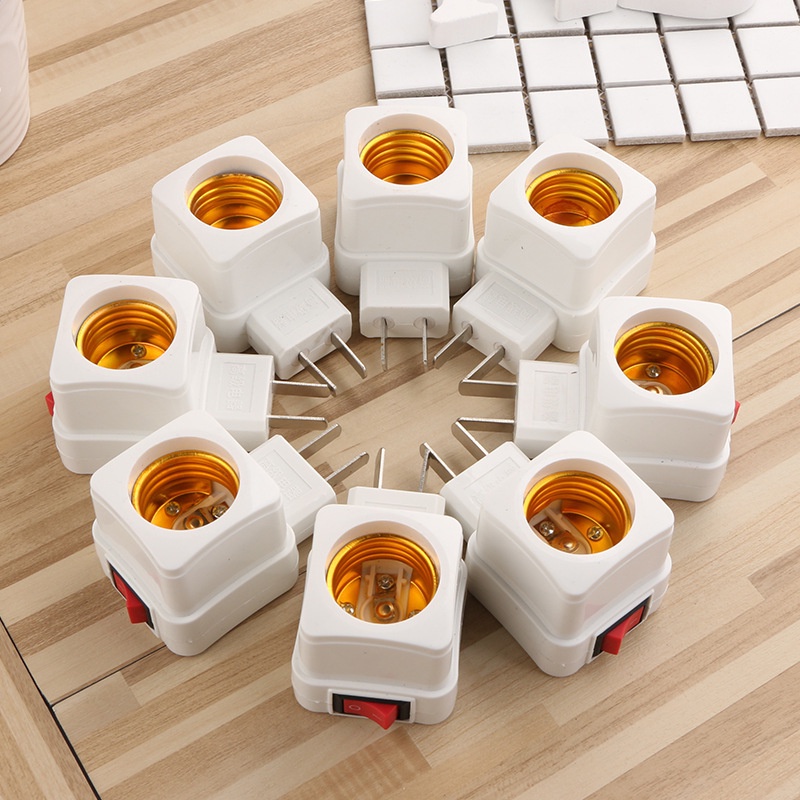 Đui Đèn E27 Vuông Có Công Tắc