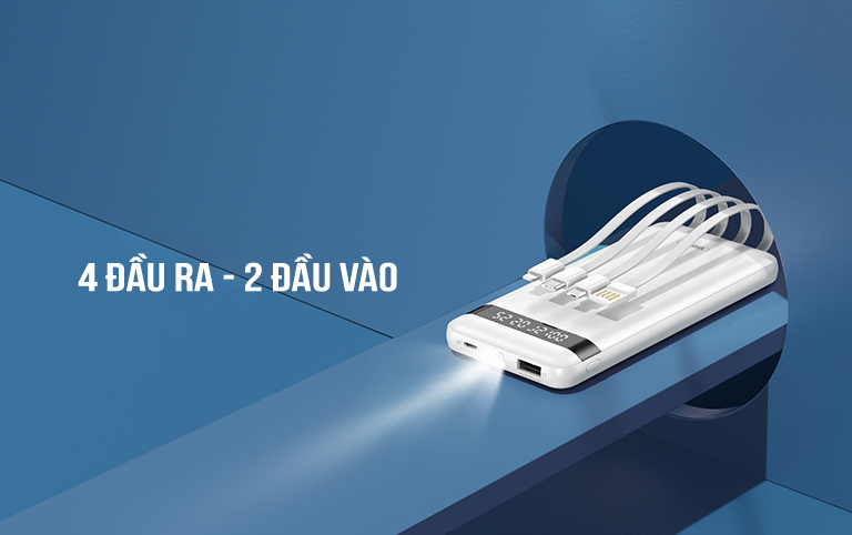 Pin Dự Phòng Remax 10.000mah RPP-222 kèm 4 đầu sạc