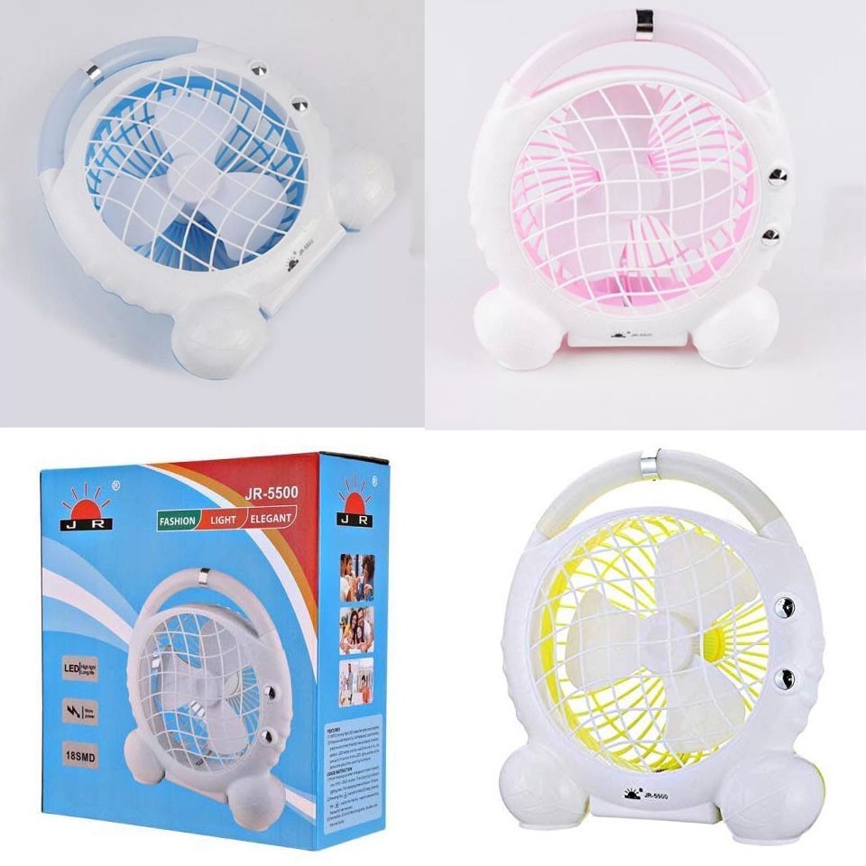 Quạt Để Bàn JR-5500 Điện Sạc Có Đèn