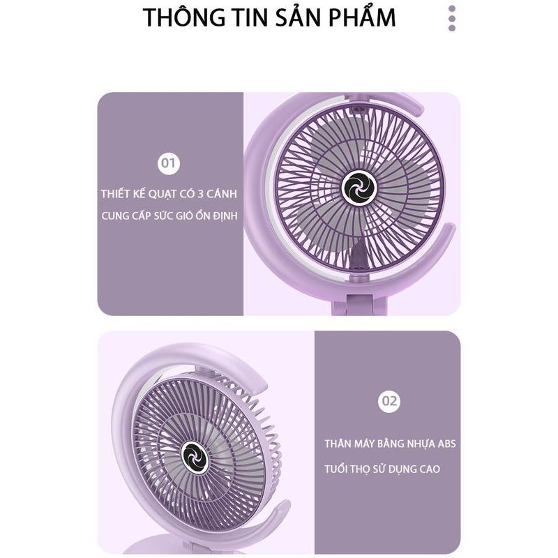 Quạt Sạc Tích Điện NĐ-2303 Xoay Đa Năng