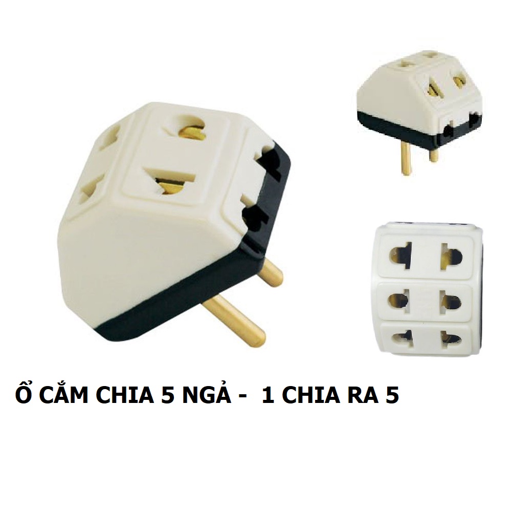 Phích cắm điện 1 lỗ ra 5 lỗ