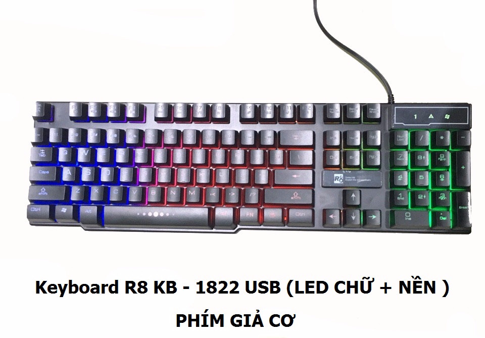 Keyboard R8 giả Cơ  KB-1822 Led Cổng Usb