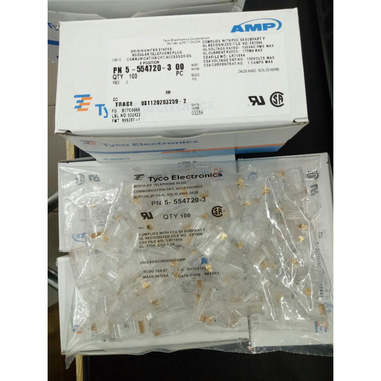 Hạt mạng AMP Tyco RJ45 hộp 100 hạt