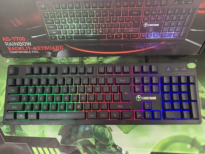 Bàn phím giả cơ chuyên game  Lightning  AD-7700 Led RGB  Rainbow