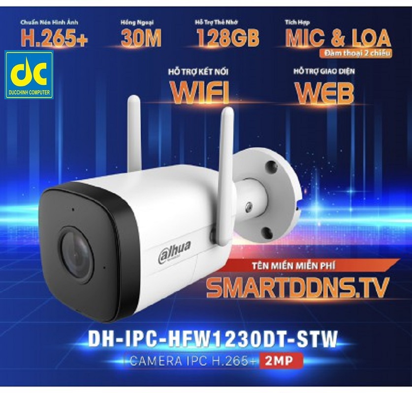 Camera IP WIFI Thân DH-IPC-HFW1230DT-STW 2MP