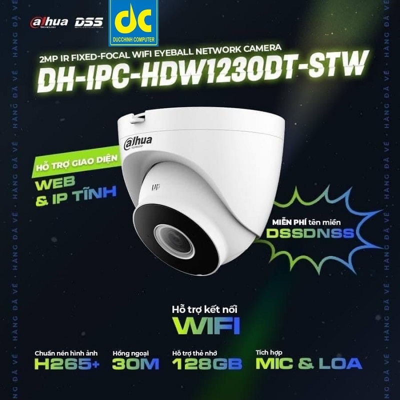 Camera IP Wifi 2MP DAHUA DH-IPC-HDW1230DT-STW
