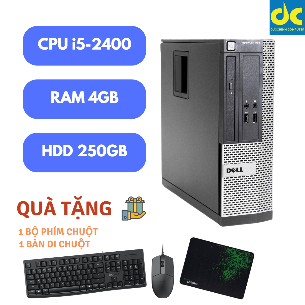 Máy tính Dell Optiplex 390/790/990 SFF, Chip i5-2400, Ram 4GB, HDD 250GB, DVD