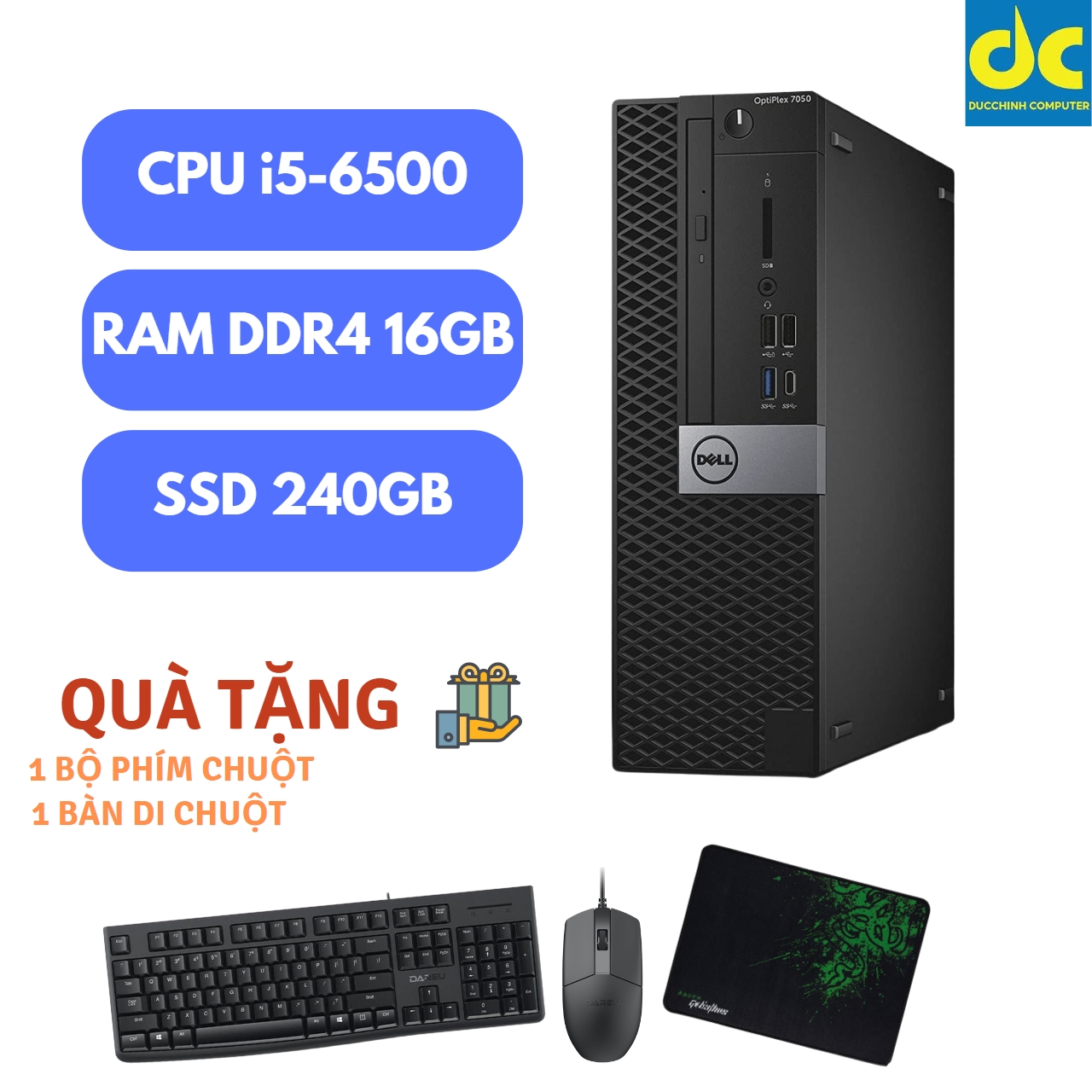 Máy Tính Dell Optiplex 3050/5050/7050, Chip i5-6500, Ram 16GB, SSD 240GB, DVD