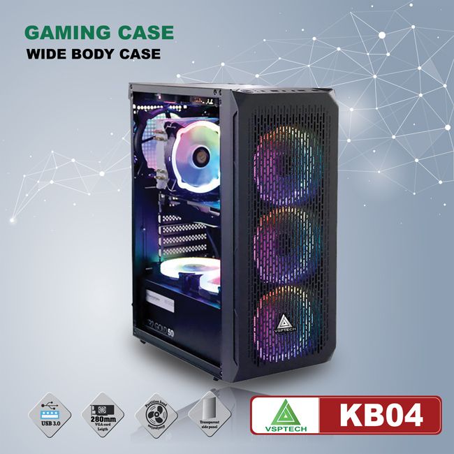 Vỏ Case Gaming VSP KB04 Kính Cường Lực