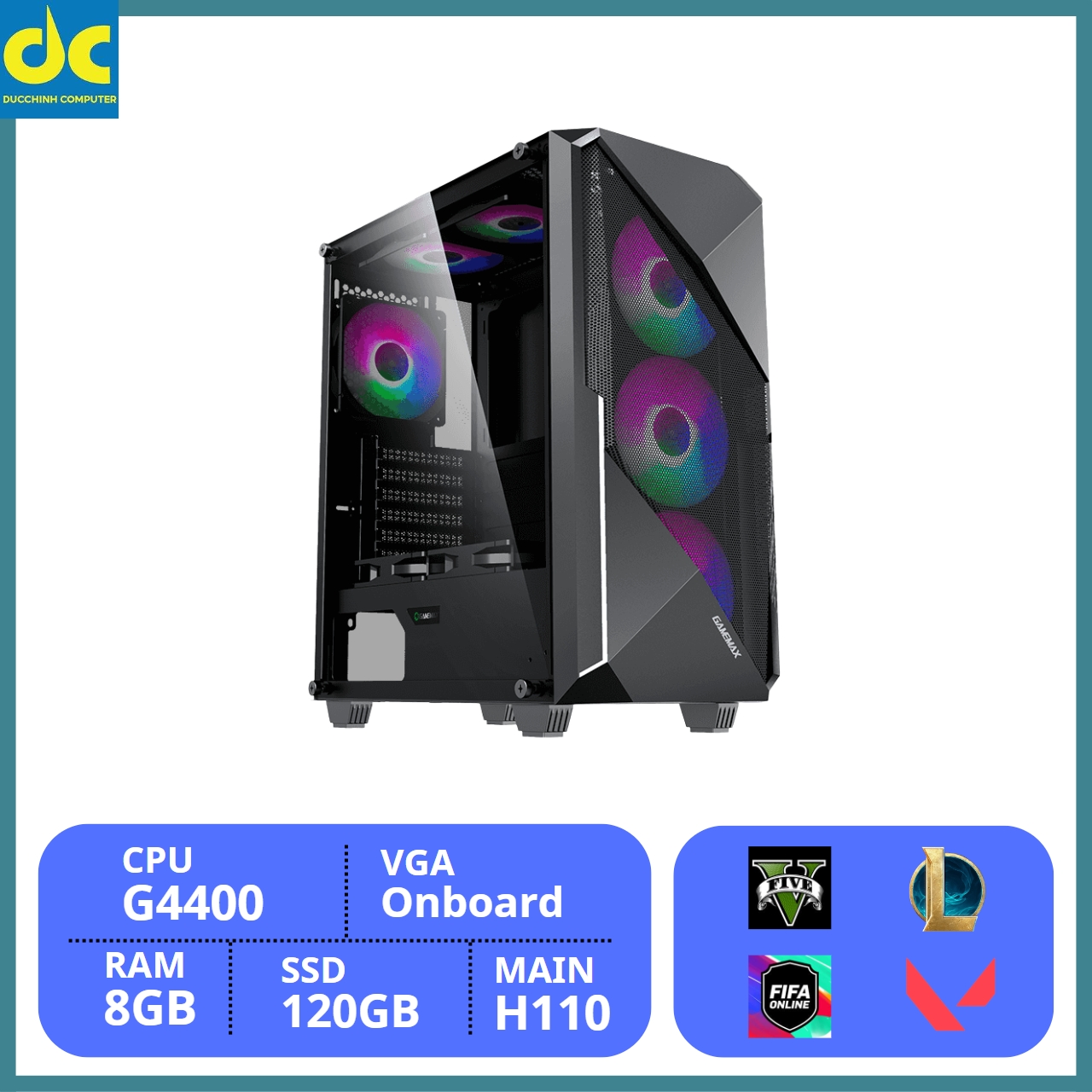 Cây Máy Tính Main H110, CPU G4400, Ram 8GB, Vỏ Gaming