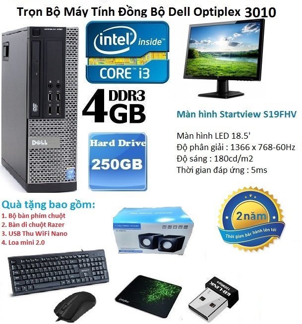 Bộ Máy Tính Đồng Bộ Dell Optiplex 3010 ( Core i3 / 4g / SSD 120G ) Và Màn Hình 18,5inch