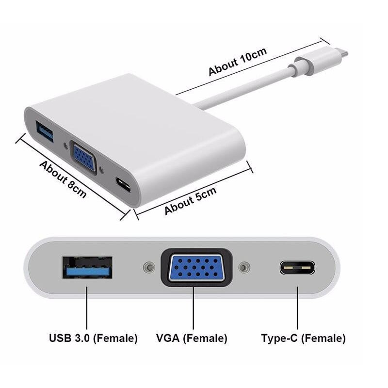 Cáp Type USB 3.1-C to VGA+ USB +Type C