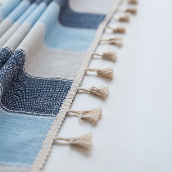 TB324 - Vải Canvas kẻ sọc xanh dương, trắng