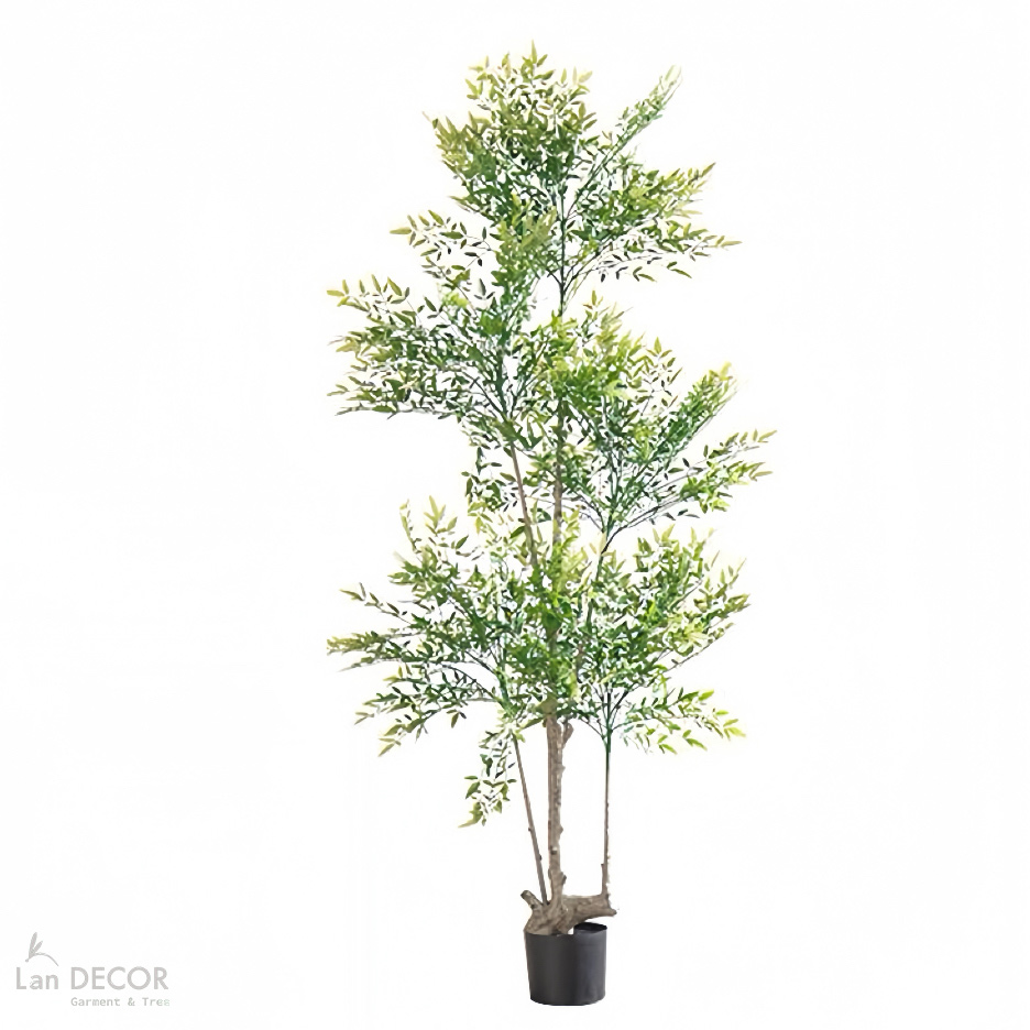 Cây Giả Decor- Cây Nam Thiên Trúc Giả 5 Nhánh Thiết Kế Căn Hộ Độc Đáo (190cm)- LC3042-5