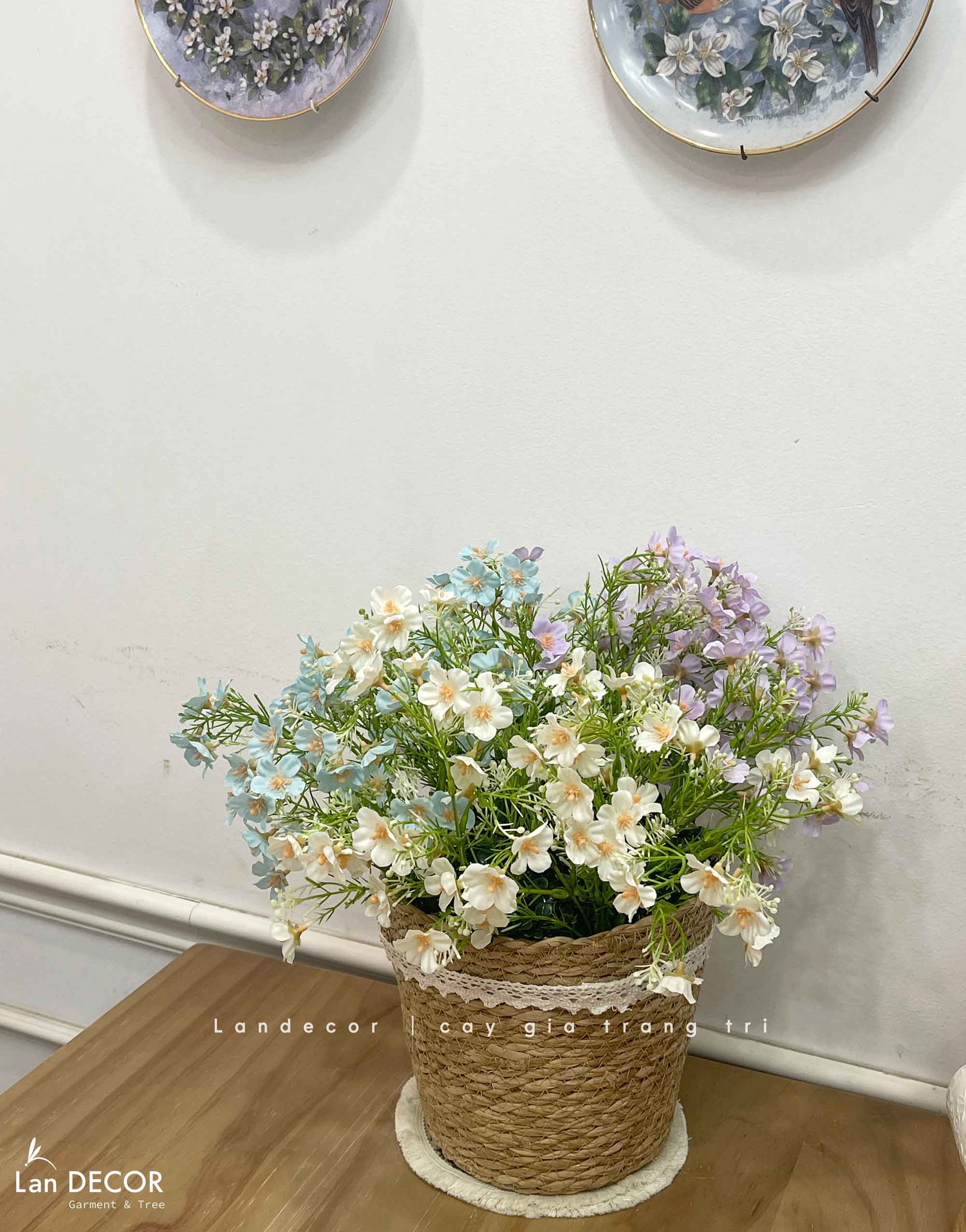 Giỏ Hoa Giả - Giỏ Hoa Nhí Trang Trí Không Gian Xinh (40cm)- CC1425