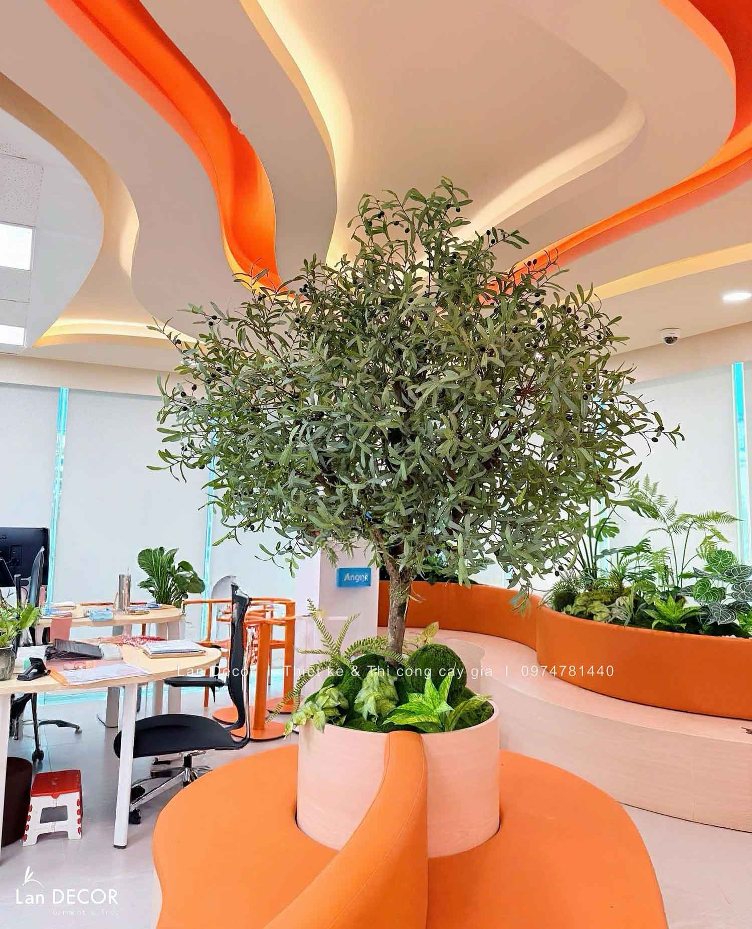 Cây Oliu Giả Trang Trí- Cây Olive Giả Lá Bạc Trang Trí Tiểu Cảnh Văn Phòng- CC1422