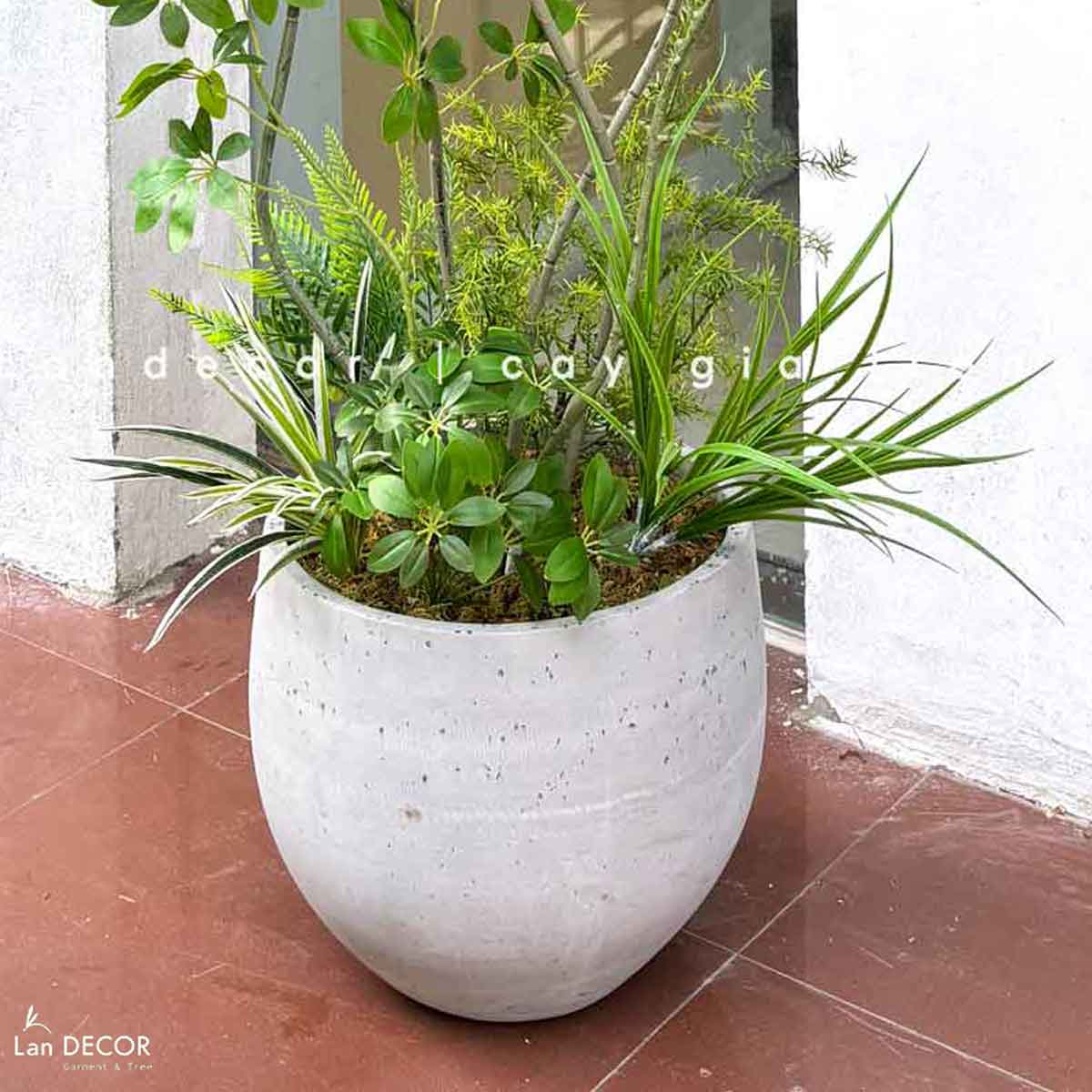 Chậu Xi Măng Trứng Đá Mài Trồng Cây Xanh Trang Trí - CXM056