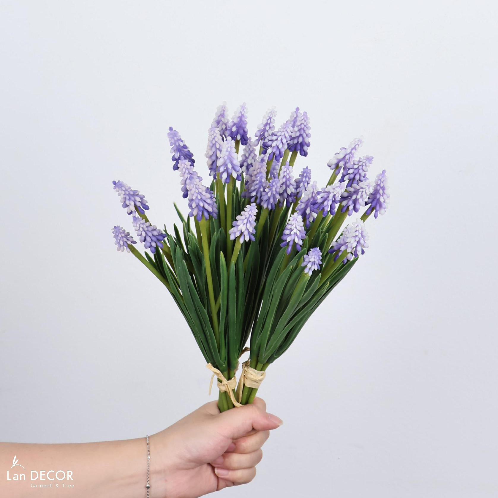 Cành Hoa Giả - Cành Hoa Lục Bình Nhỏ Decor Giỏ Hoa Xinh (2 bông, 33cm)- HC1480-tím