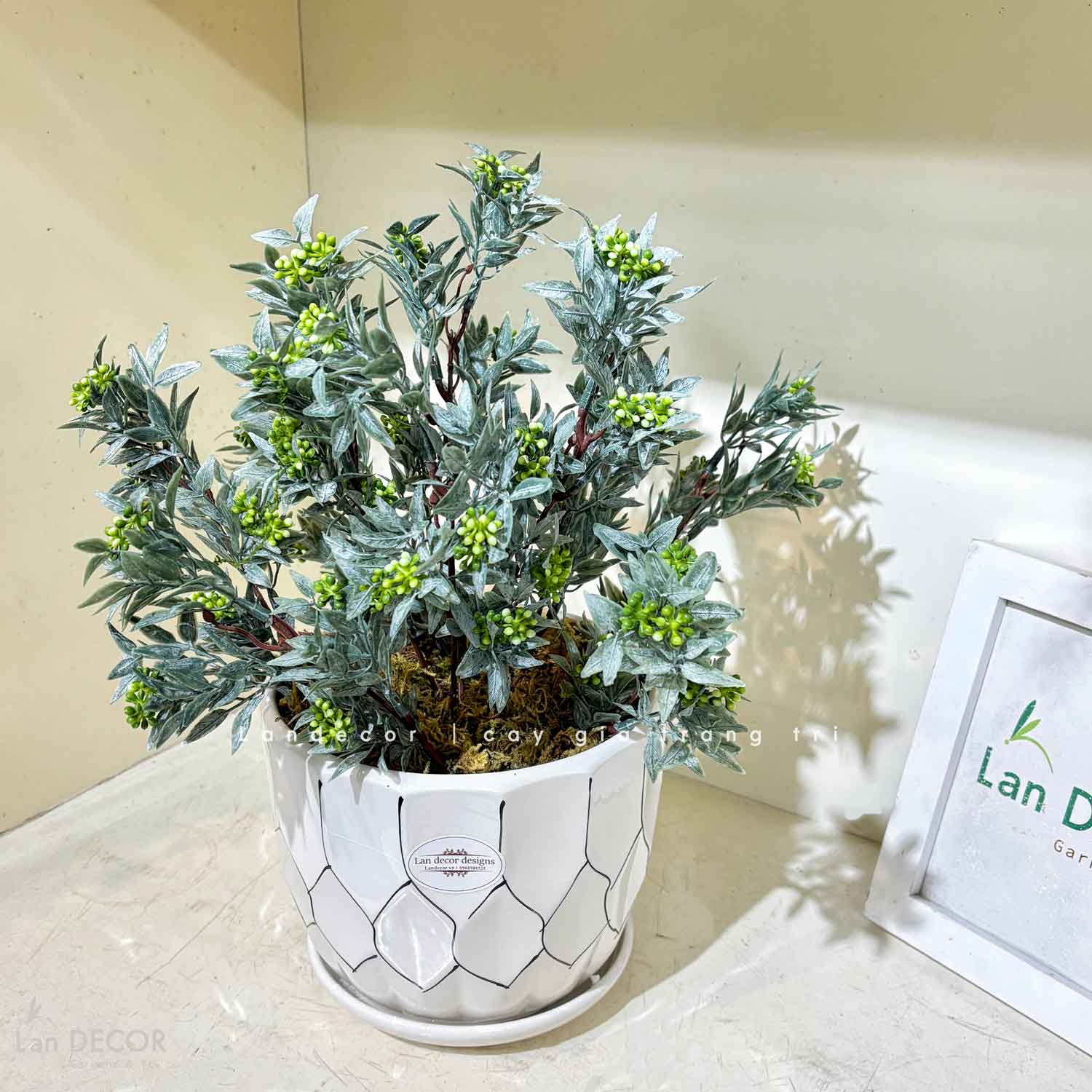 Copy of Cây Giả Để Bàn - Cây Ngải Cứu Có Hoa Giả Để Bàn (45cm) - CC1460