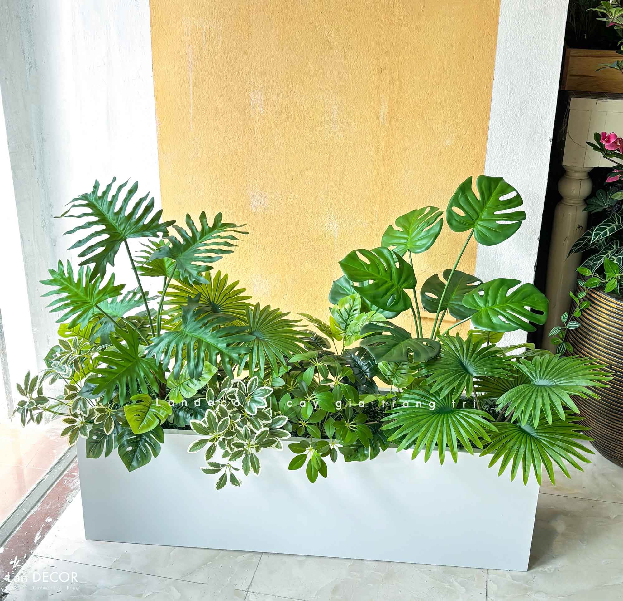 Tiểu Cảnh Cây Giả- Bồn Cây Giả Tô Điểm Không Gian Xanh (130x50x80cm)- BC298