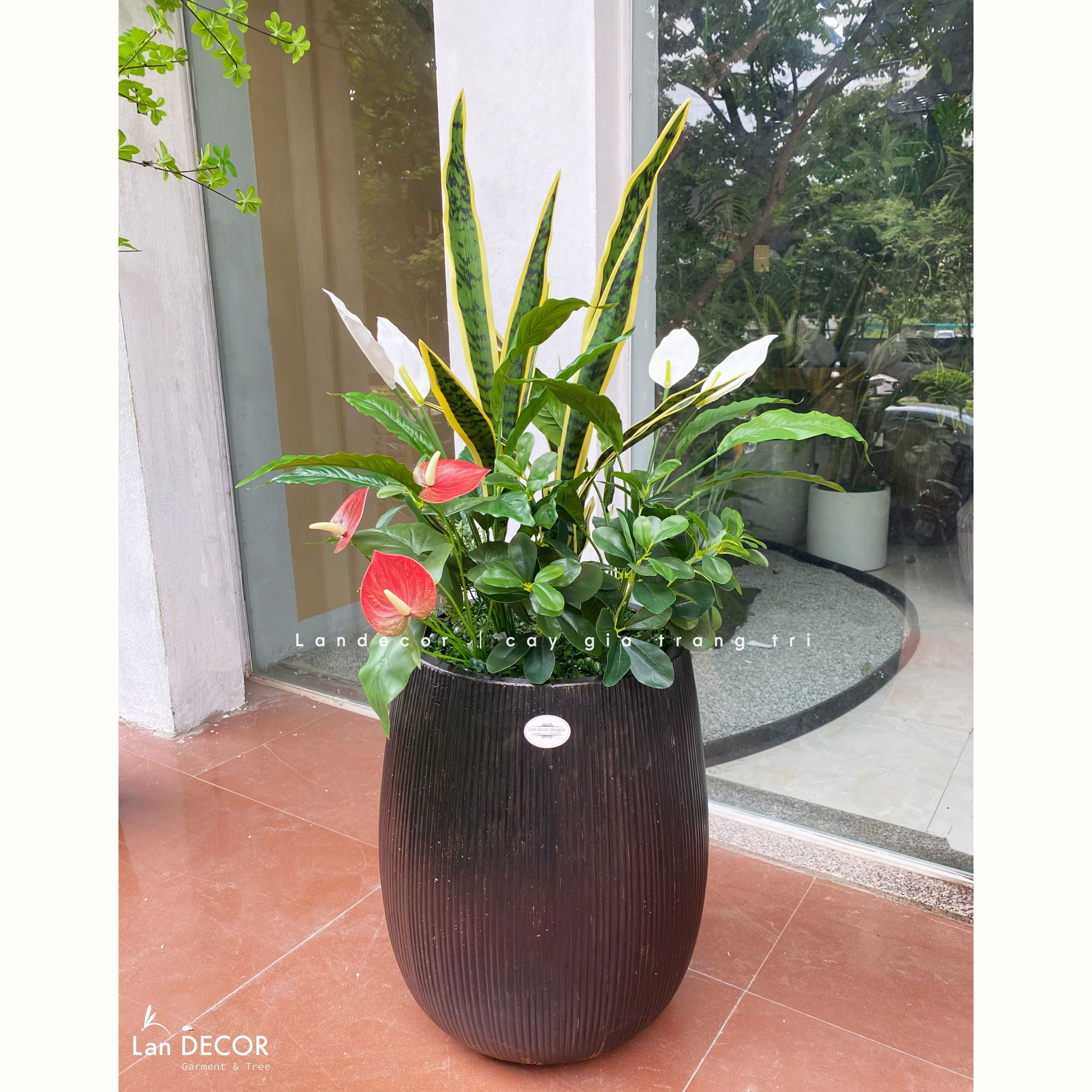 Cây Giả Decor- Chậu Cây Lưỡi Hổ Giả Tô Điểm Không Gian Xanh (120cm)- CC1341