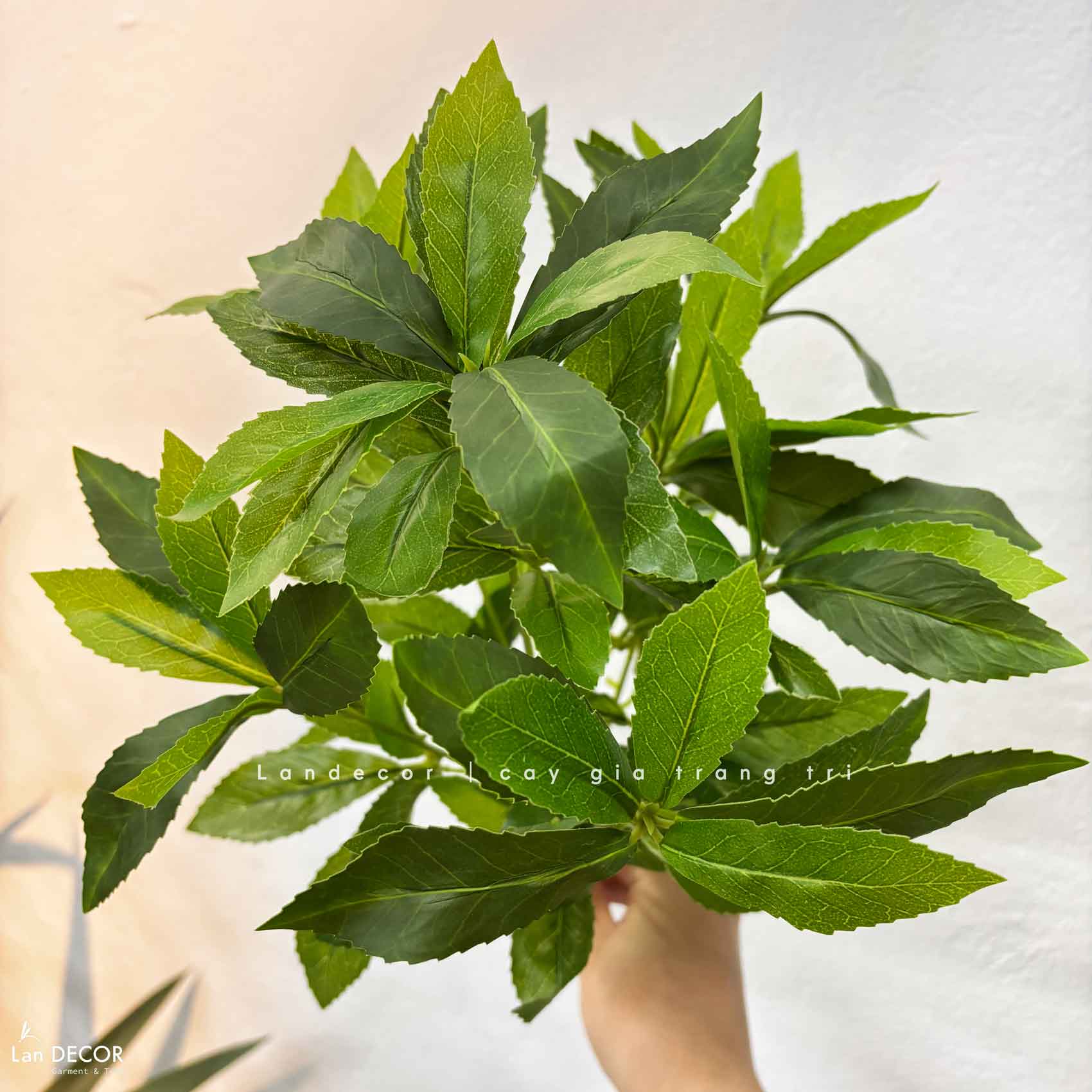 Cành Lá Giả- Cành Kim Ngân Lượng Giả Trang Trí Chậu Để Bàn (7 nhánh, 45cm)- HC1515