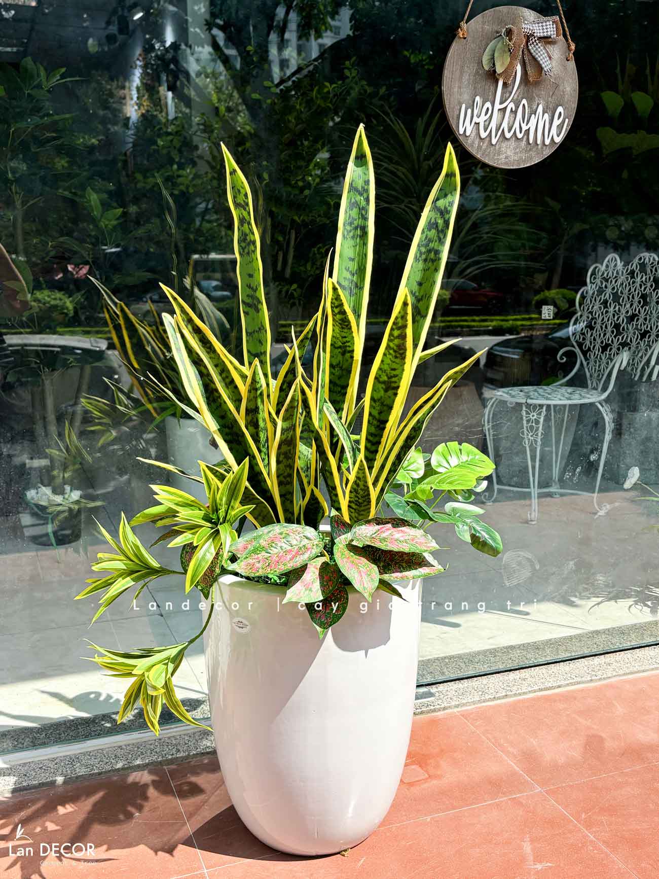 Cây Giả Tiểu Cảnh - Cây Lưỡi Hổ Giả Trang Trí Văn Phòng Xanh (120cm)- CC1489