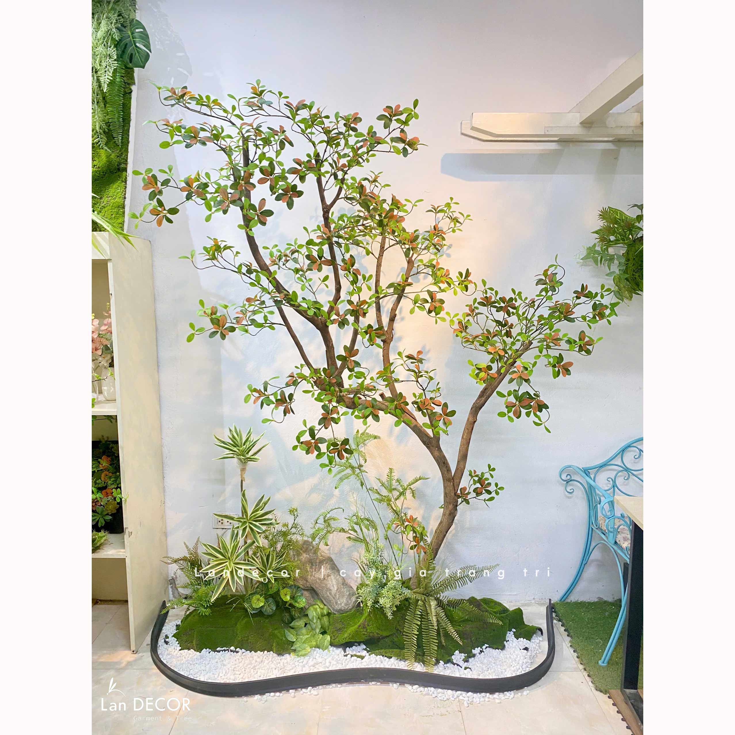 Tiểu Cảnh Cây Giả- Bồn Rêu Cây Cành Cổ Lá Đỏ Giả Decor Không Gian Cửa Hiệu (90X200X220cm)- RC147