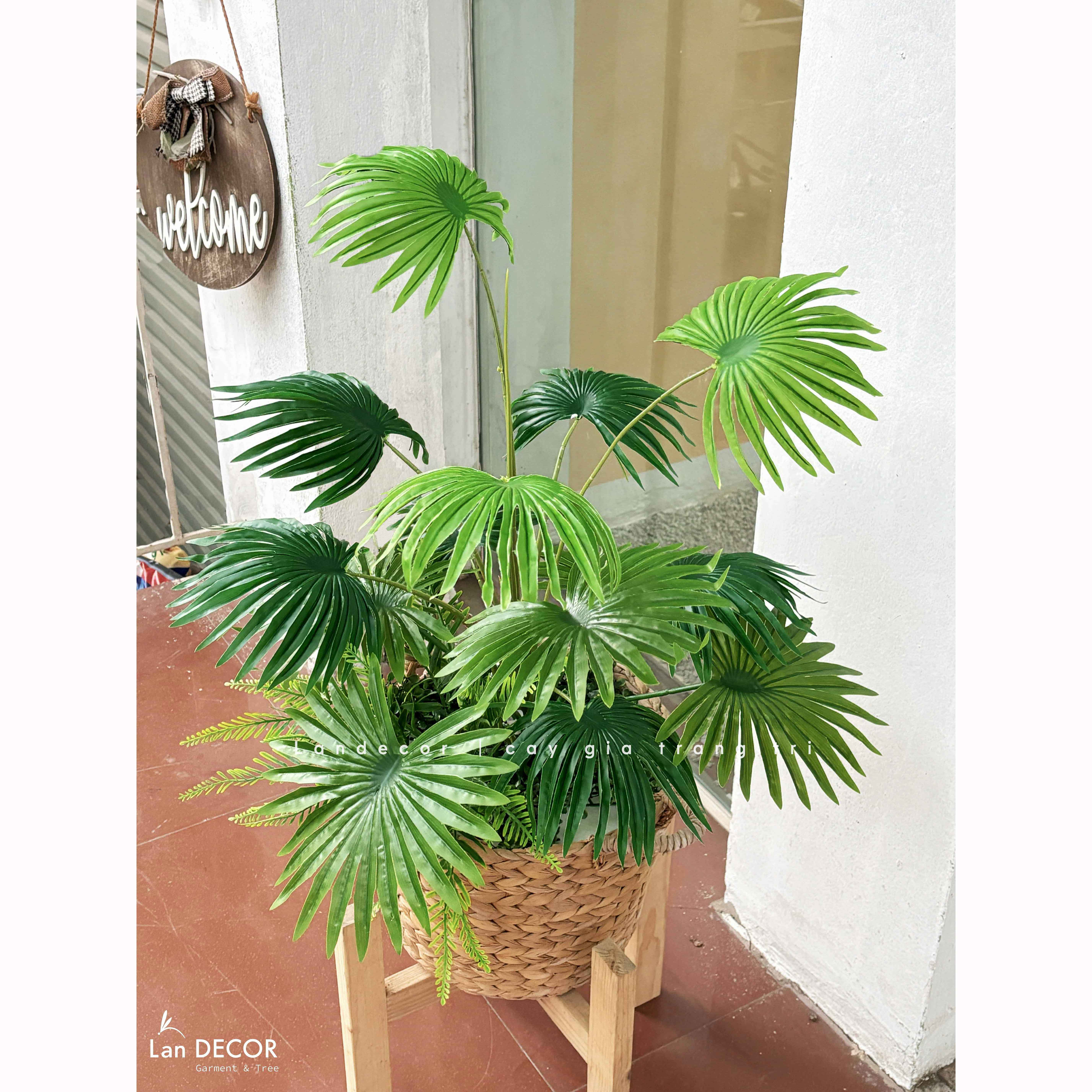 Giỏ Cây Giả Trang Trí- Giỏ Cây Cọ Giả Decor Không Gian Nội Thất (65cm)- CC1347