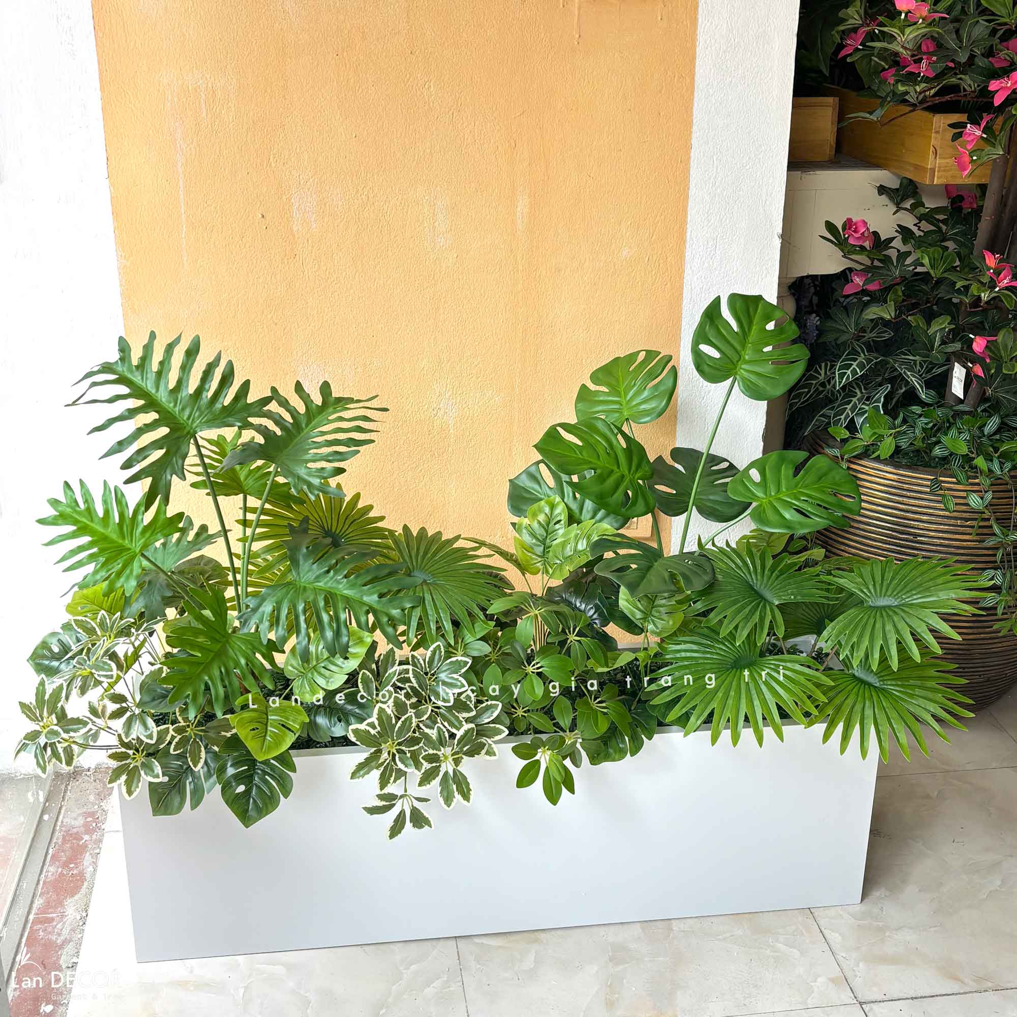 Tiểu Cảnh Cây Giả- Bồn Cây Giả Tô Điểm Không Gian Xanh (130x50x80cm)- BC298