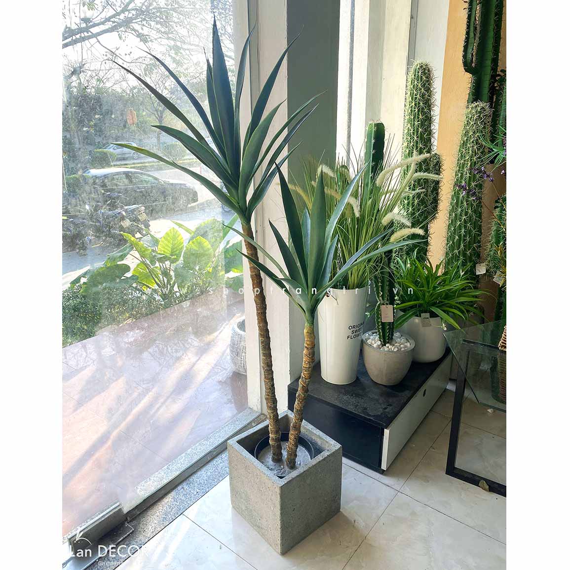 Cây Yucca trang trí Lan decor - cây giả trang trí 100cm - LC3275