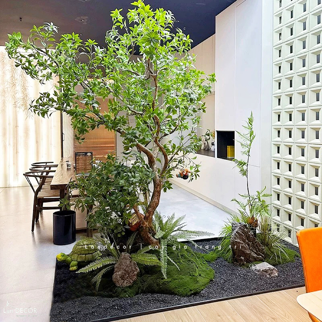 Tiểu Cảnh Rêu Cây - Tiểu Cảnh Cây Linh Sơn Giả Decor Không Gian Hiện Đại - RC146