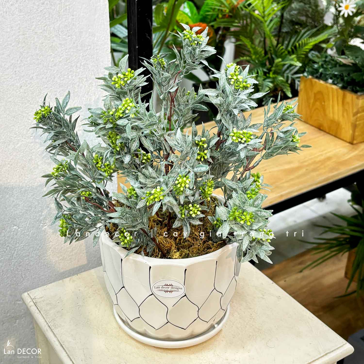 Copy of Cây Giả Để Bàn - Cây Ngải Cứu Có Hoa Giả Để Bàn (45cm) - CC1460