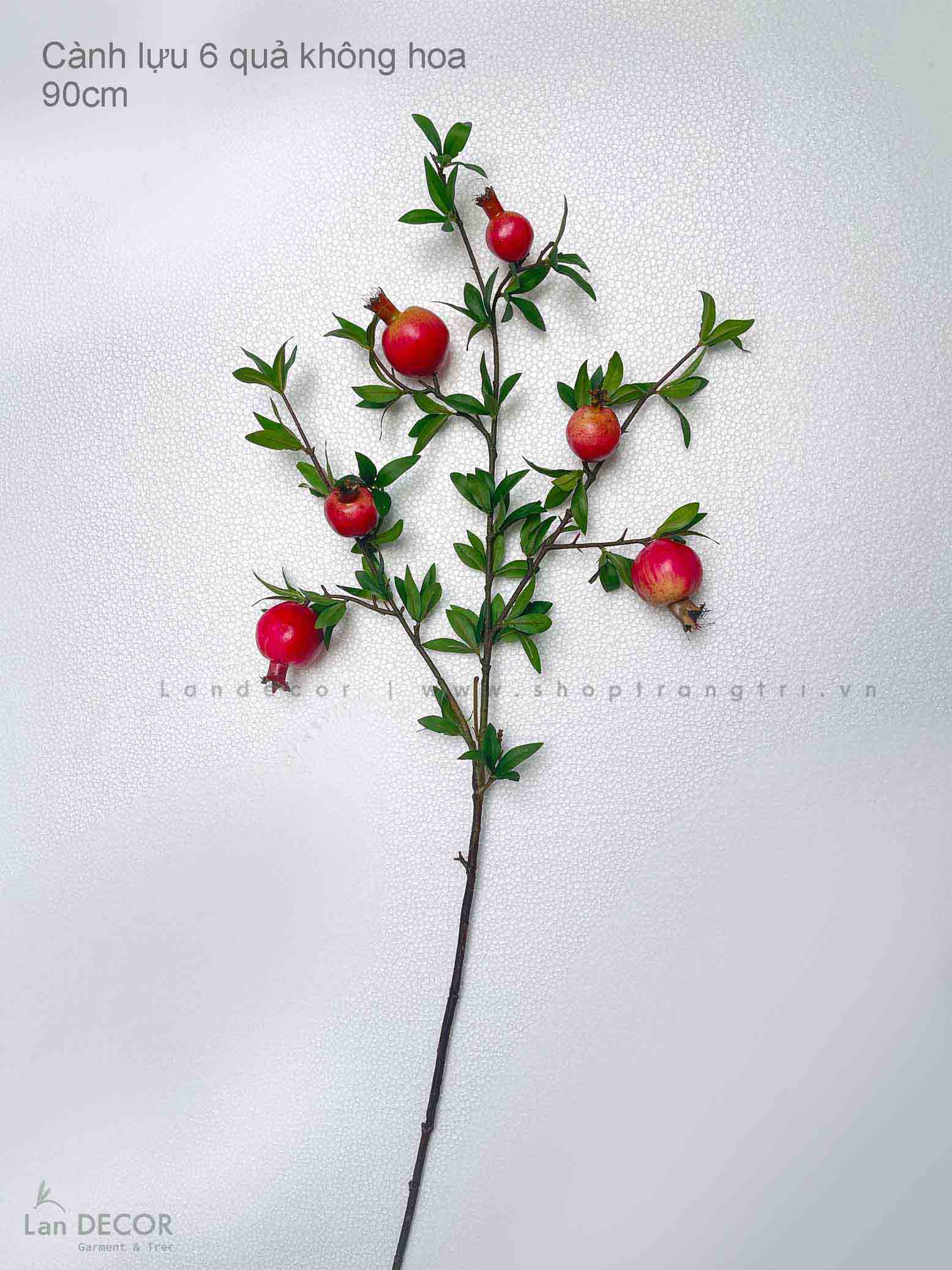 Lựu Giả, Cành Lựu Giả Không Hoa Trang Trí Nhà Đẹp (6 quả) - HC940