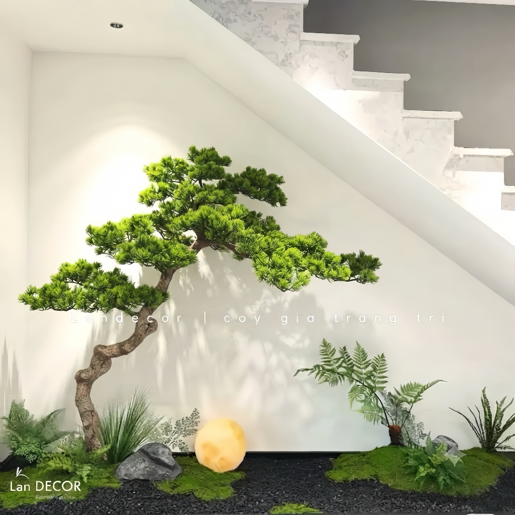 Tiểu Cảnh Cây Gỉa - Cây Tùng Bonsai Giả Dáng Huyền Thiết Kế Tiểu Cảnh Sang Trọng