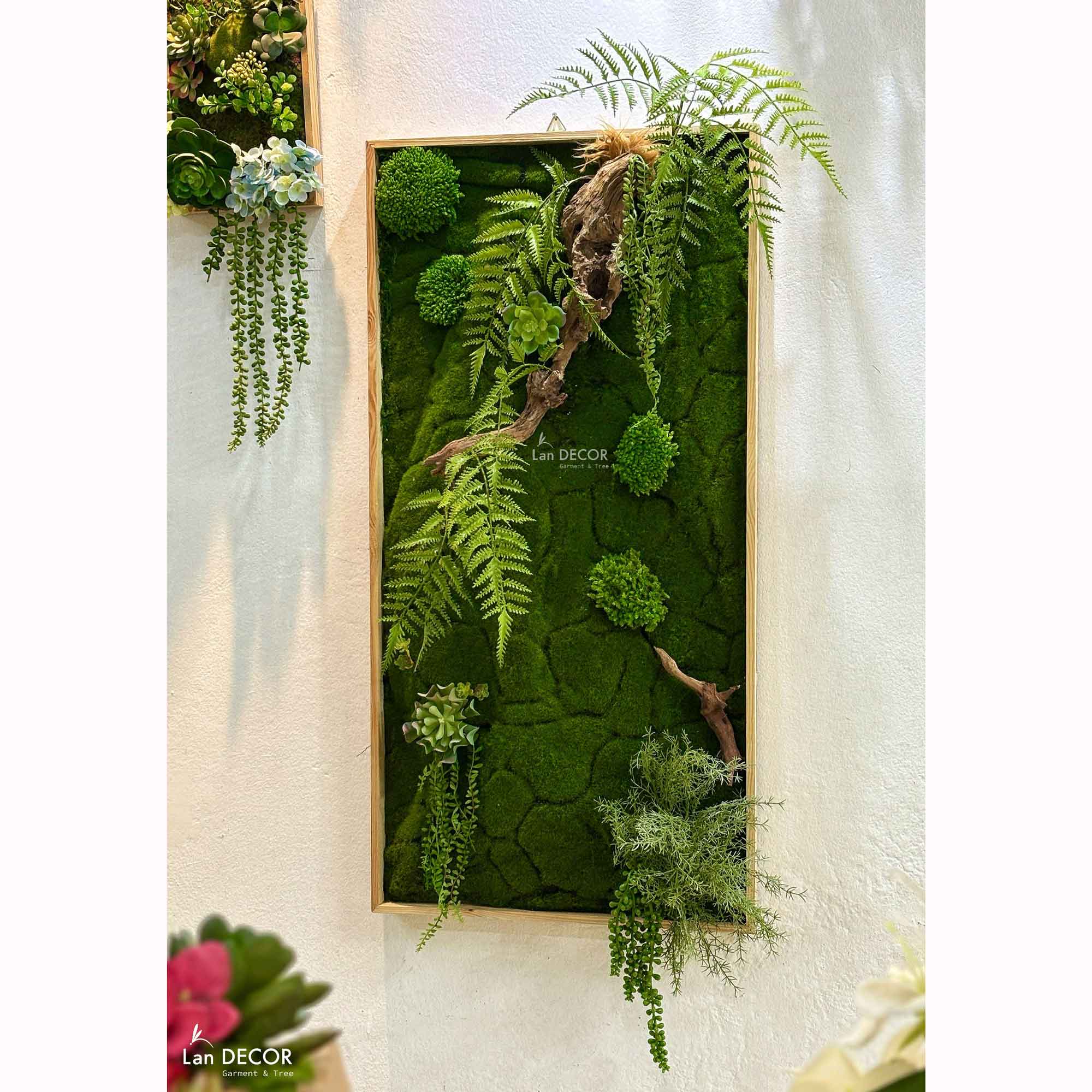 Tranh Rêu Giả Decor- Trang Trí Cửa Hiệu Với Tranh Rêu Sen Đá Treo Tường Hiện Đại (50x10cm)- KTR(50x100)-2