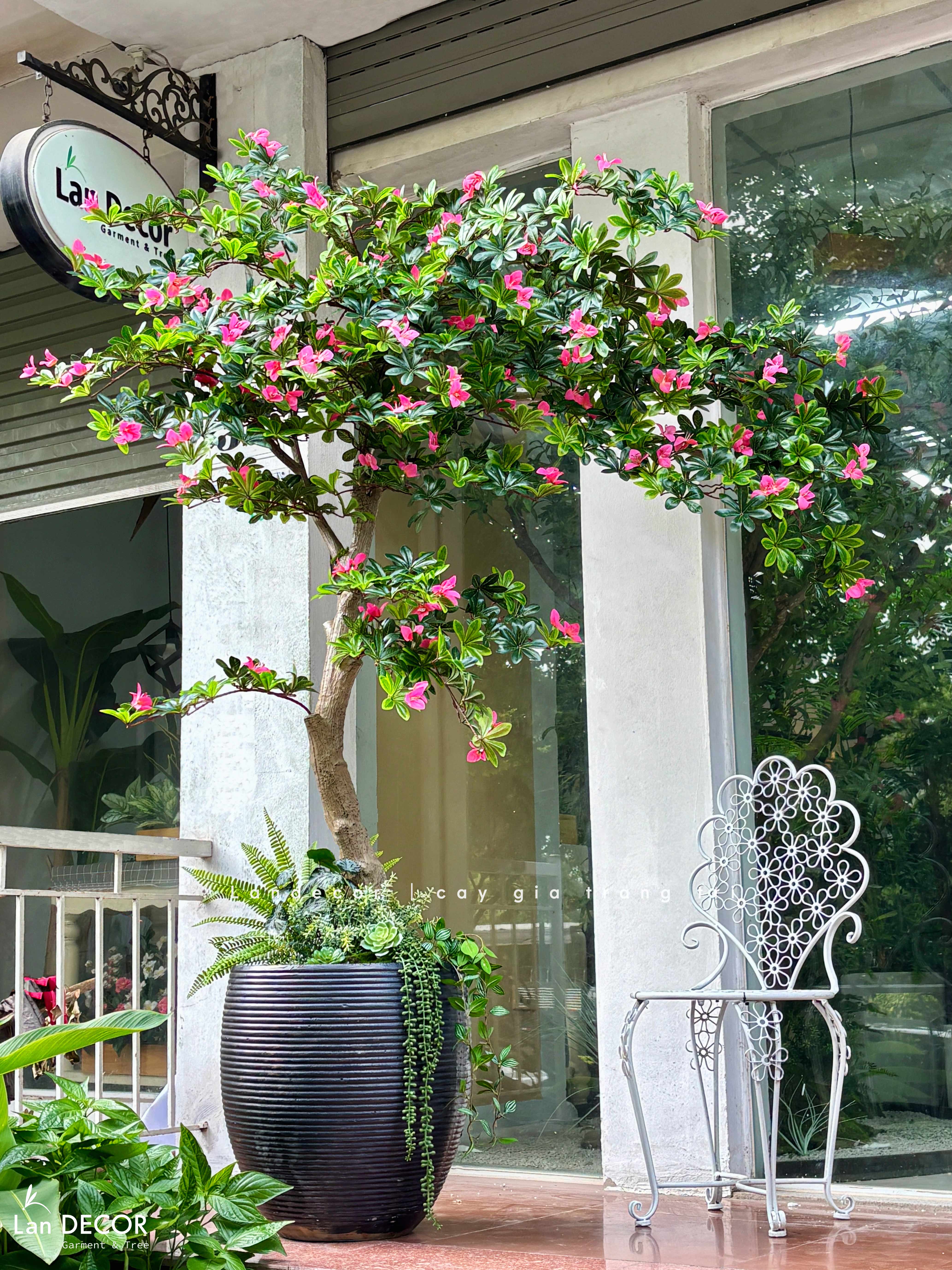 Cây Hoa Thiết Kế- Cây Đỗ Quyên Giả Dáng Huyền Thiết Kế Tiểu Cảnh Xanh (180cm)- CC1337