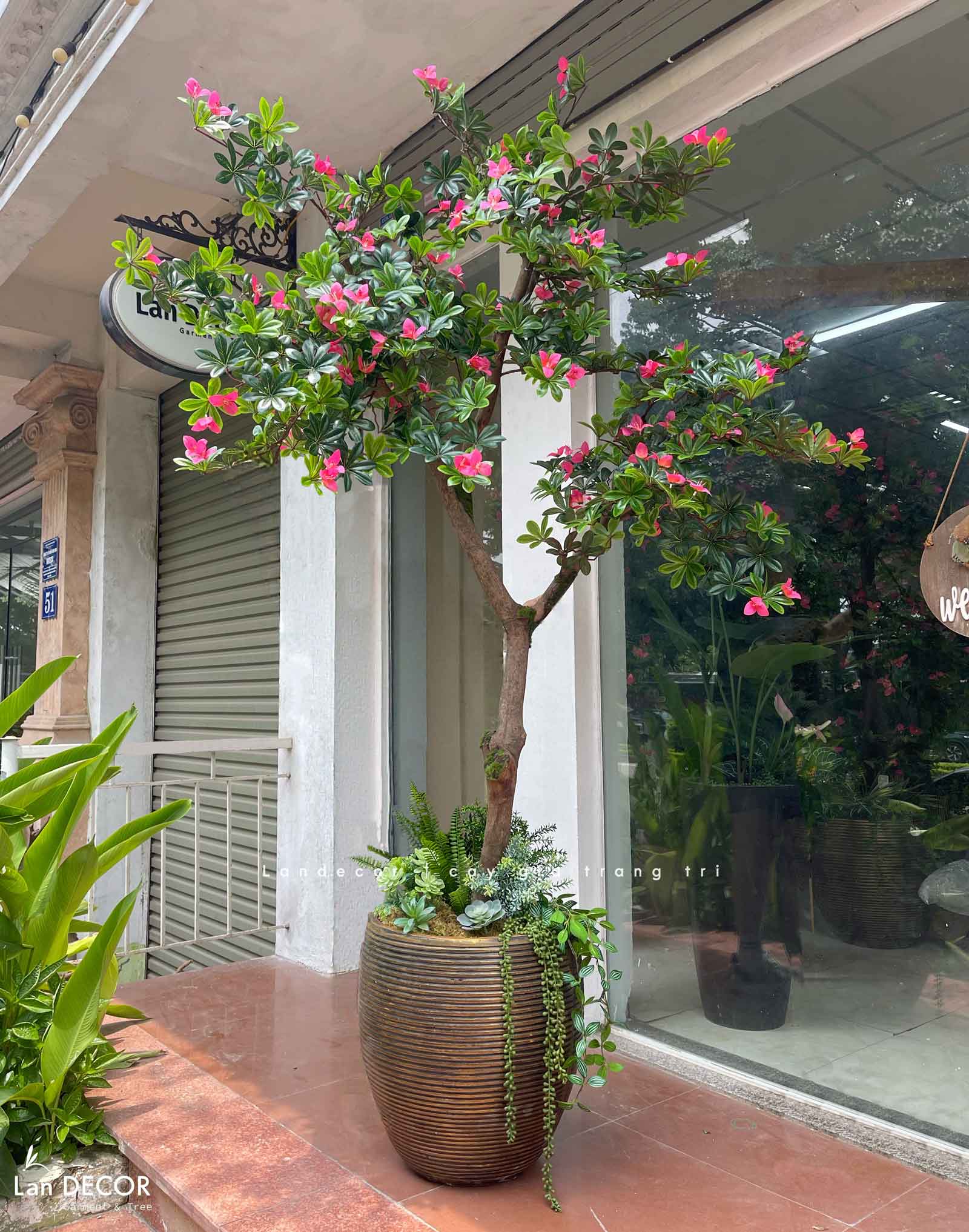 Cây Giả Tiểu Cảnh - Cây Đỗ Quyên Giả Thiết Kế Lan Decor, Trang Trí Không Gian Hiện Đại- CC1393