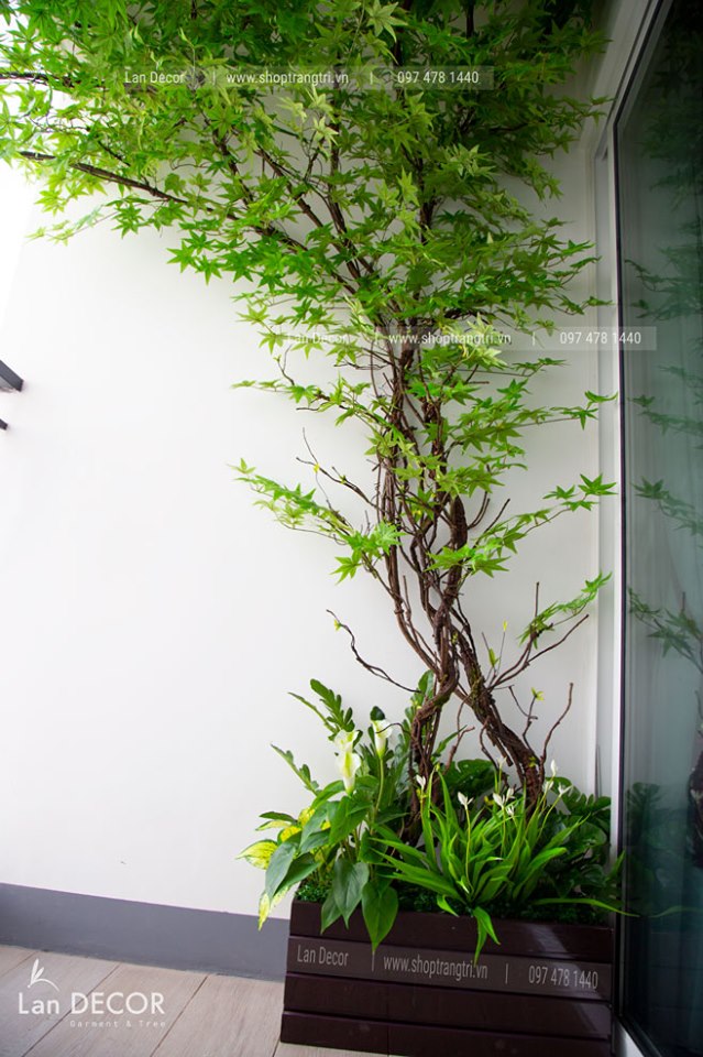 Cành Lá Phong Xanh Giả Trang Trí - HC801