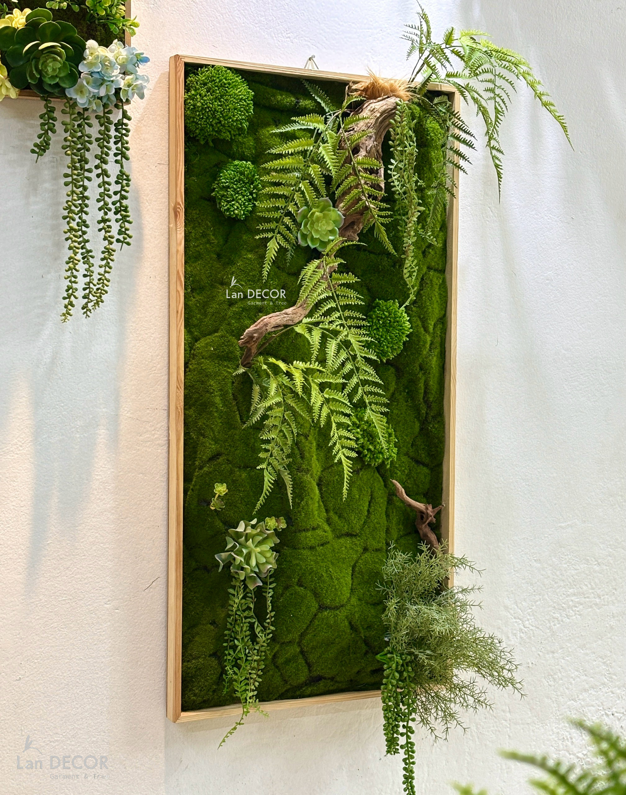 Tranh Rêu Giả Decor- Trang Trí Cửa Hiệu Với Tranh Rêu Sen Đá Treo Tường Hiện Đại (50x10cm)- KTR(50x100)-2