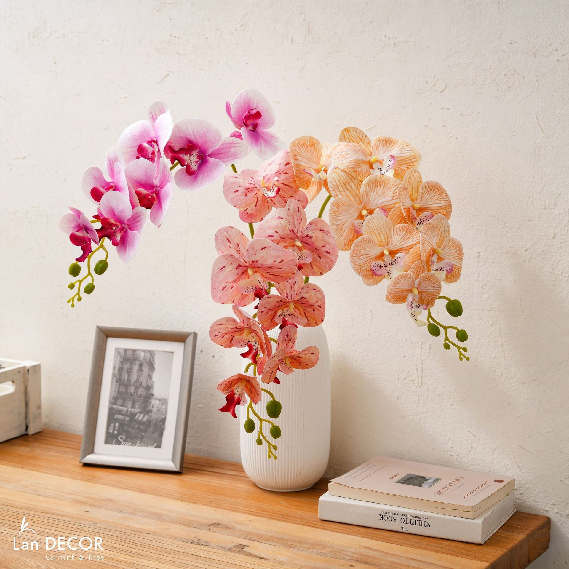 Cành Hoa Giả - Cành Lan Hồ Điệp Giả Cắm Bình Decor Căn Hộ (78cm, 7 bông)- HC1486