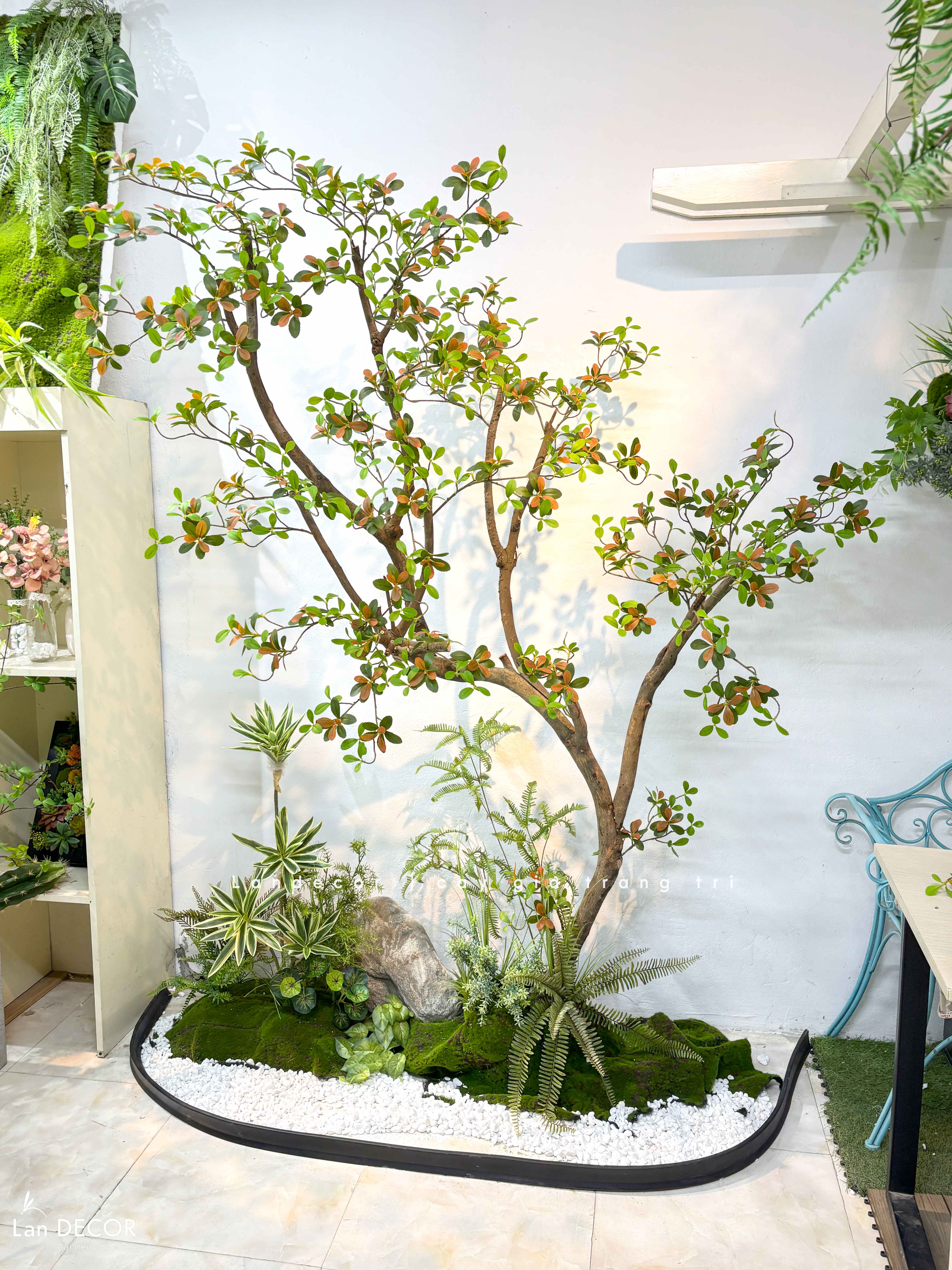 Tiểu Cảnh Cây Giả- Bồn Rêu Cây Cành Cổ Lá Đỏ Giả Decor Không Gian Cửa Hiệu (90X200X220cm)- RC147