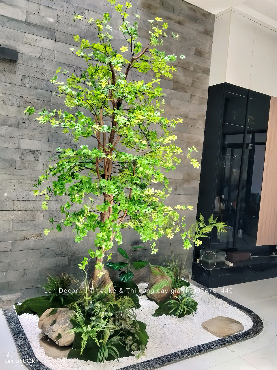 Thiết Kế Tiểu Cảnh Giếng Trời, Decor Cây Thạch Nam Giả Đẹp Tự Nhiên